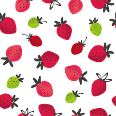 Vector seamless pattern with hand drawn strawberry