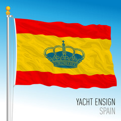 Yacht ensign flag, kingdom of Spain navy, European Union, vector illustration
