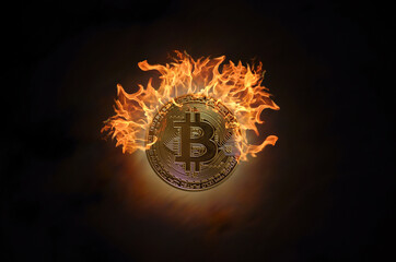 dark sky and burning hot bitcoin