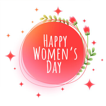 happy women's day flowers and stars greeting design