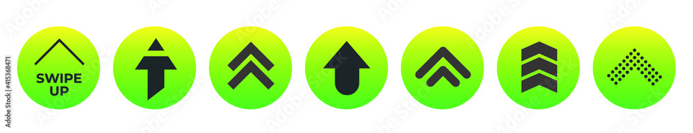 Poster template swipe up buttons colorful gradient. web buttons, elements app, ui. vector