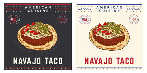 Indian fry bread navajo taco American food - obrazy, fototapety, plakaty