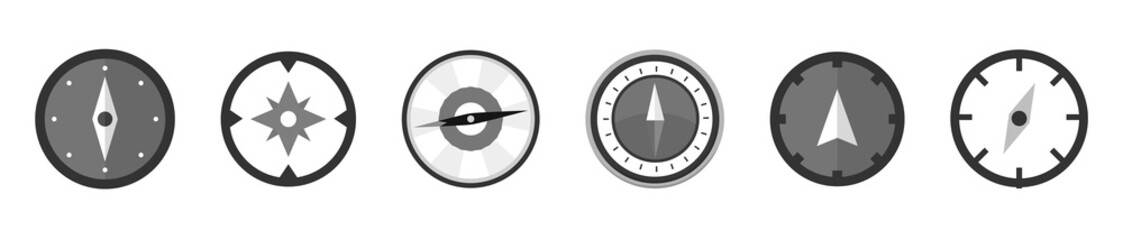 Compass icons set, navigating system simple icons. illustration