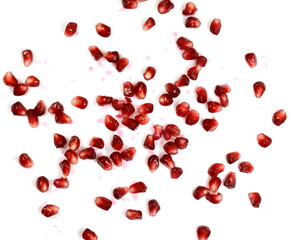 pomegranate seeds isolated on white background. pomegranate berries.