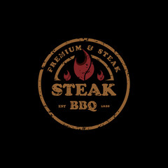  Barbeque Label Stamp Logo design vector