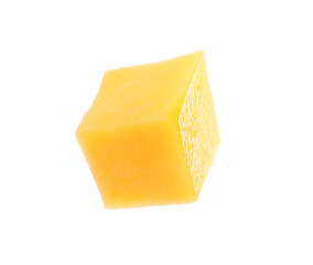 Fresh juicy mango cube on white background