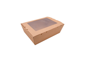 Brown paper food box isolated on white background with clipping path