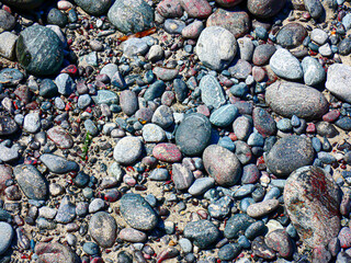 Rocks and pebbles on the beach 