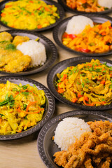 Plates with oriental food