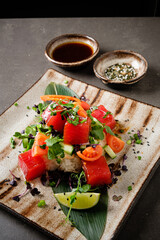 japanese salad with tuna and organic vegetables