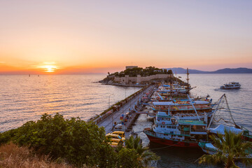Fototapeta premium The road goes to Pigeon Island in Kusadasi. Kusadasi is a popular tourist destination in Turkey.