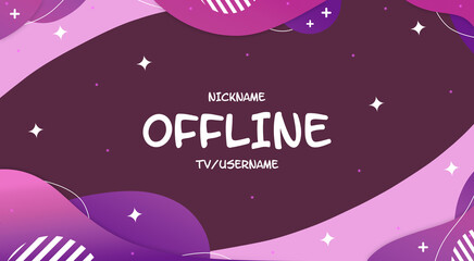 Currently offline twitch overlay cute background 16:9 for stream. Offline cute background with lines. Screensaver for offline streamer broadcast. Gaming offline cute overlays screen. Pink screen	