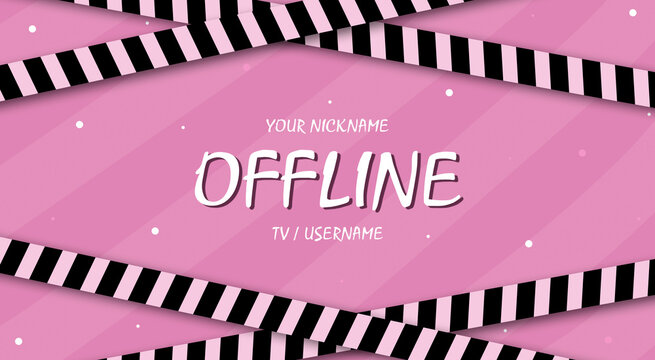 Currently Offline Twitch Overlay Cute Background 16:9 For Stream. Offline Cute Background With Lines. Screensaver For Offline Streamer Broadcast. Gaming Offline Cute Overlays Screen. Pink Screen	