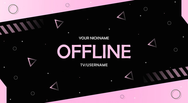 Currently offline twitch overlay cute background 16:9 for stream. Offline cute background with lines. Screensaver for offline streamer broadcast. Gaming offline cute overlays screen. Pink screen	