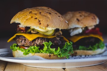 
meat burger with meat and vegetables