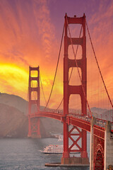 Golden Gate Bridge at sunset, San Francisco, California