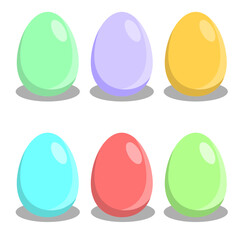 lots of pastel colored easter eggs on white background