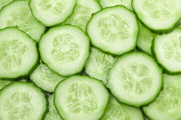 Background of fresh green cucumber slices