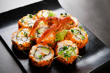 sushi with crayfish and avocado