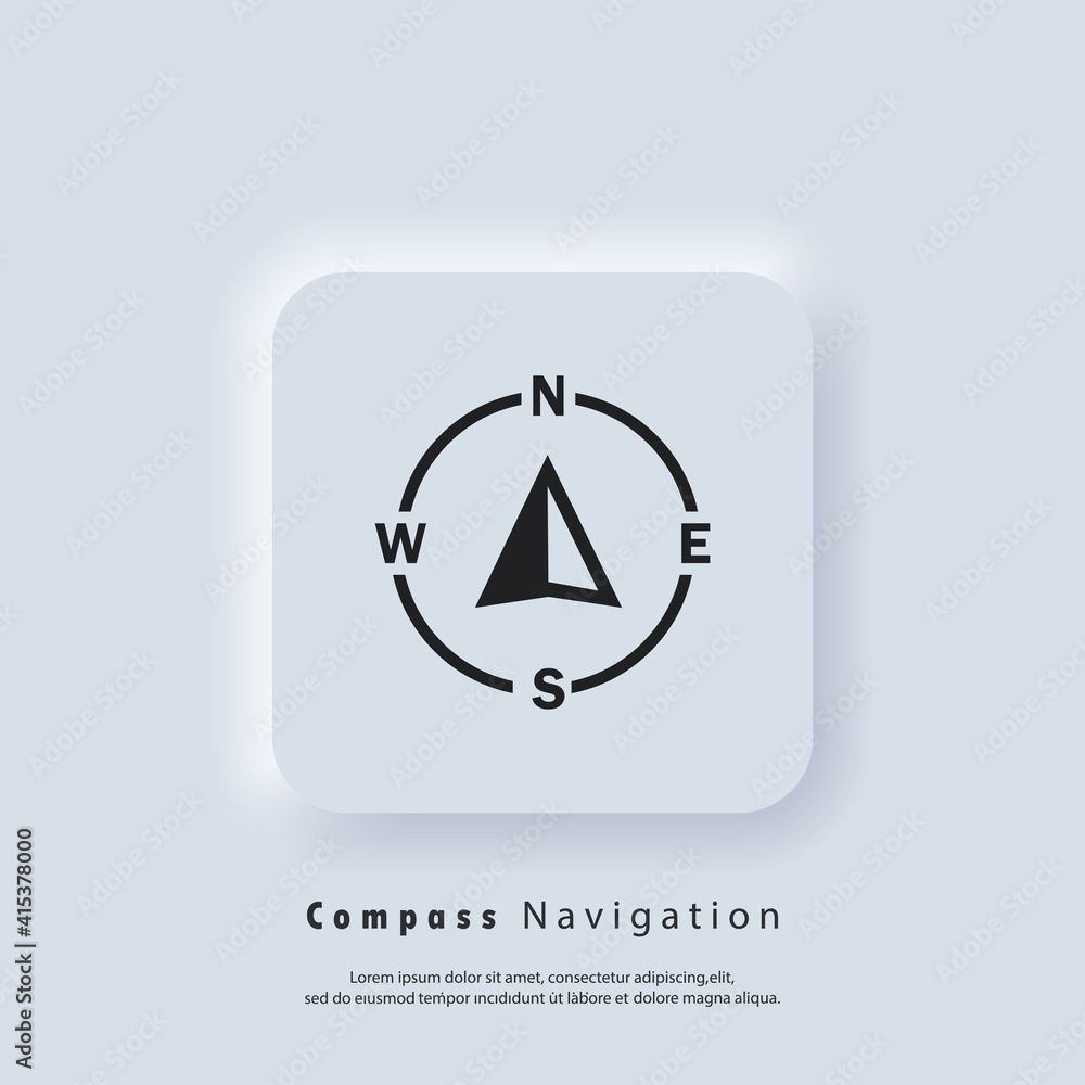 Poster compass logo. navigator arrow icon. navigation technology, geolocation customizable illustration. gp