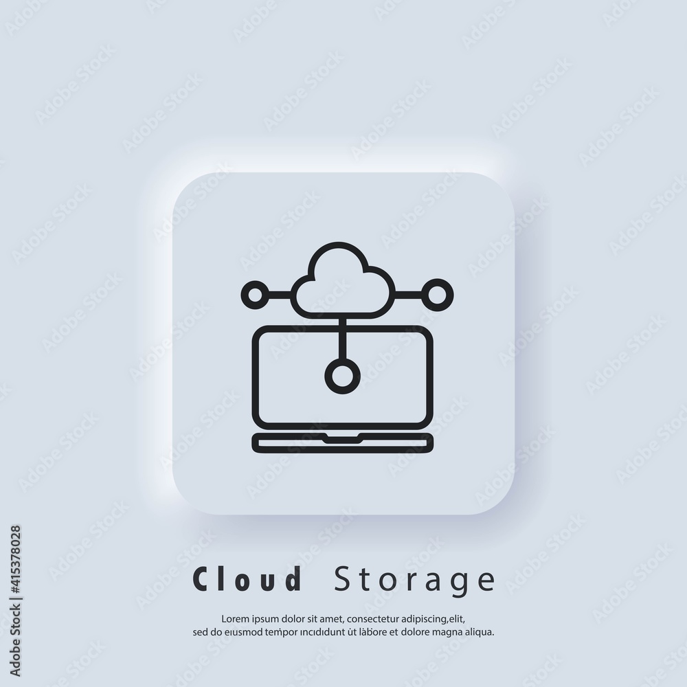 Poster cloud storage icon. data protection cloud storage. online storage sign. cloud computing, cloud backu