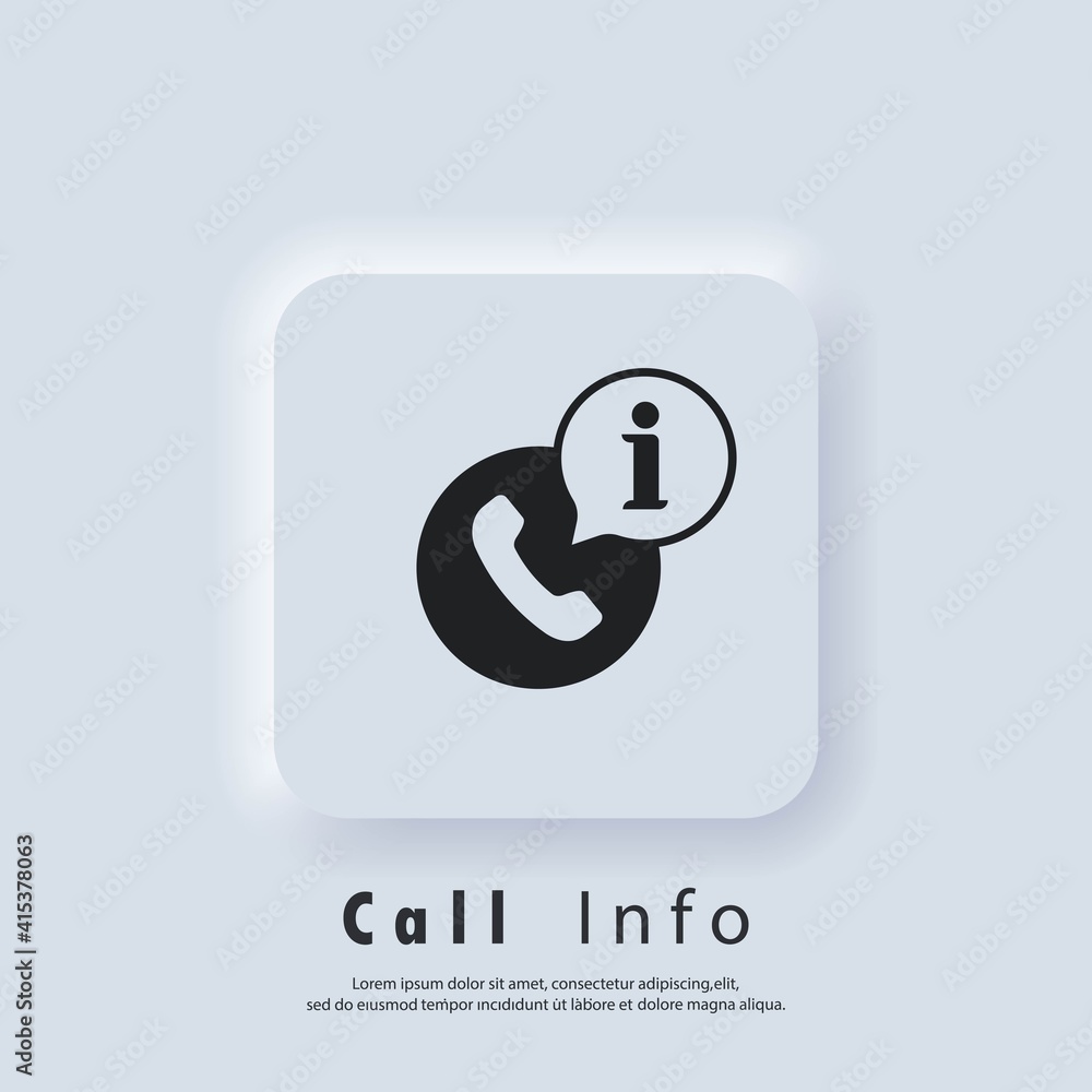 Poster calling information icon. call info center. use for mobile app. vector eps 10. ui icon. neumorphic u