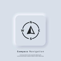 Compass logo. Navigator arrow icon. Navigation technology, geolocation customizable illustration. GPS guide cursor. Vector EPS 10. UI icon. Neumorphic UI UX. Neumorphism