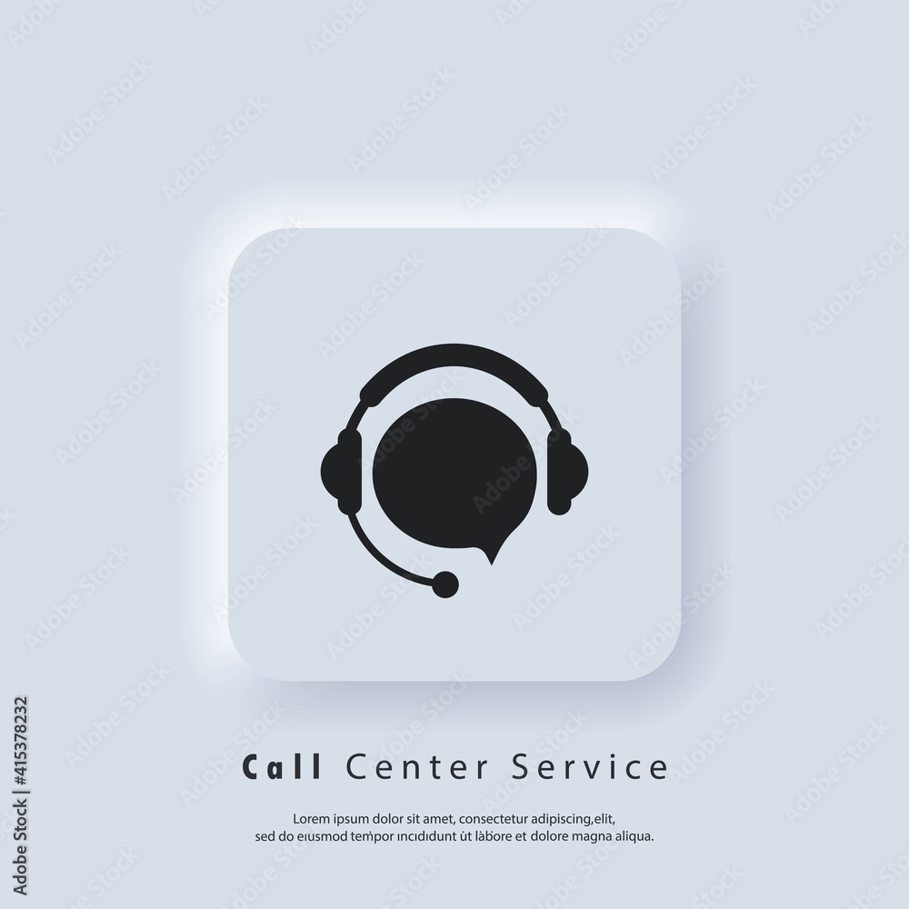 Poster support icon. call center service icon. support with speech bubble. headphones logo. vector eps 10. 