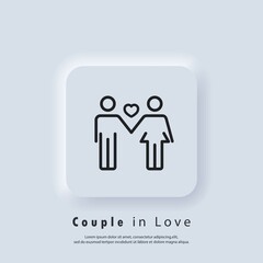 Couple in Love icon. Love logo. Love and Valentine s day concept. Vector EPS 10. UI icon. Neumorphic UI UX white user interface web button. Neumorphism