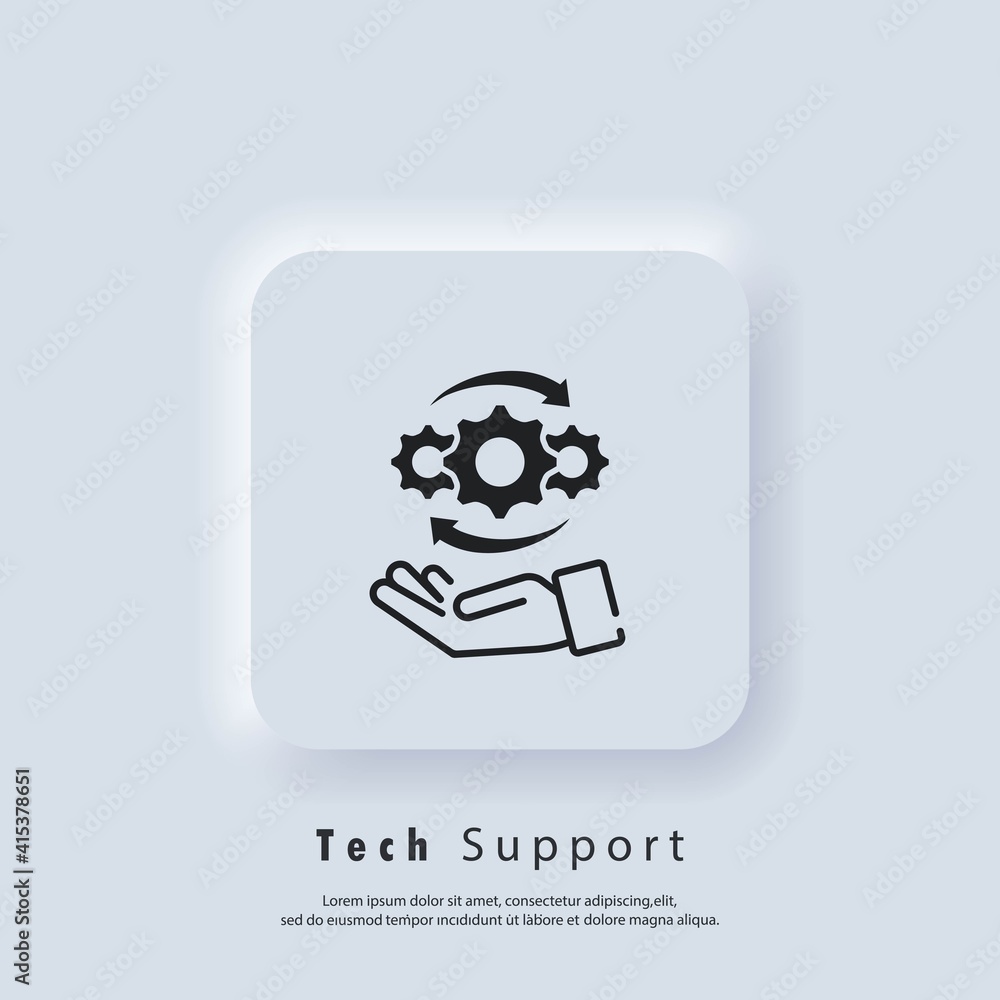 Poster tech support icon. customer and technical support. support phone operator with headset. vector eps 1