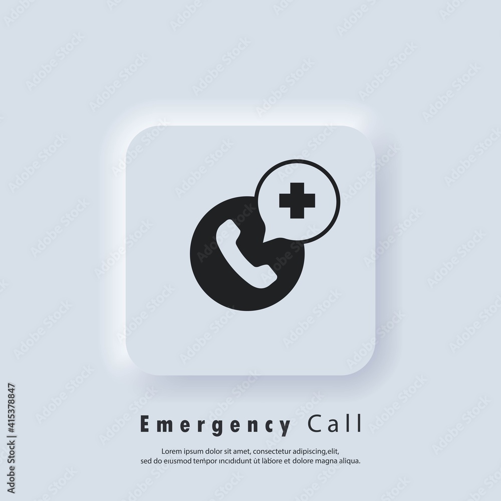 Poster emergency call icon. medical support service call. hospital phone call. emergency and healthy call s