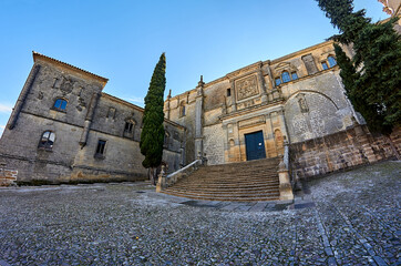 Summer view in Ubeda with the beautiful church 