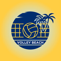 Volley ball beach logo design vector