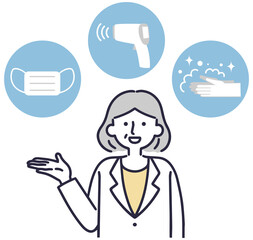 感染症対策 療従事者　女性　シンプルイラスト