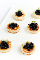 canape with caviar and cream cheese