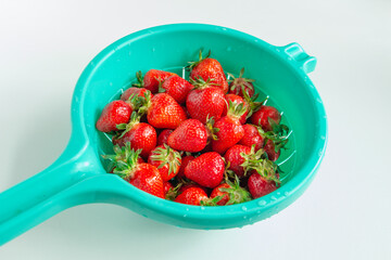 Appetizing juicy fresh bright strawberries - vitamin composition, the taste of summer, fresh harvest