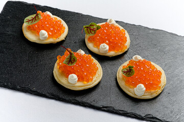canape with caviar and cream cheese