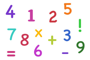 Colorful numbers pattern symbol math on white background stock illustration, vector
