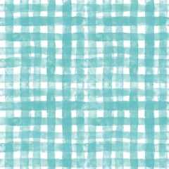 Aquamarine color watercolor background geometric check pattern