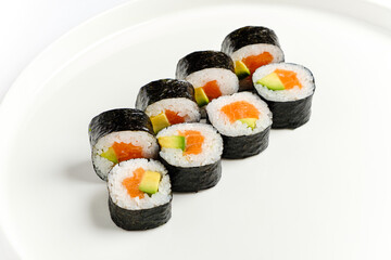 sushi on the white background