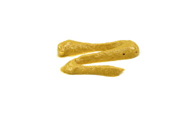 Mustard sauce isolated on white. Hamburger mustard mayonnaise sauce isolated on white. Hot dog mustard sauce.
