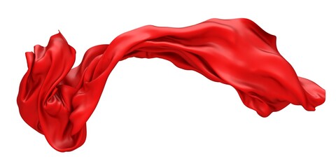 Fototapeta premium Beautiful red flowing fabric flying in the wind