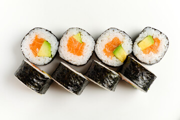 sushi on the white background