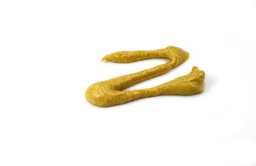 Mustard sauce isolated on white. Hamburger mustard mayonnaise sauce isolated on white. Hot dog mustard sauce.