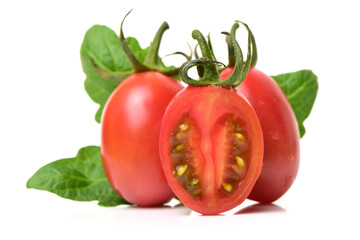 red cherry tomatoes on white background 