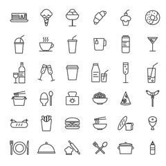 Set of Simple food icon in trendy line style isolated on white background for web apps and mobile concept. Vector Illustration