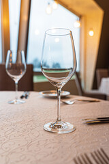  Served dinner table in a restaurant. Restaurant interior