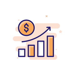 Increase Investment vector outline filled icon style illustrator . EPS 10 file 