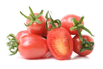 red cherry tomatoes on white background 