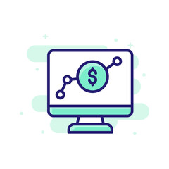 Online Investment  vector outline filled icon style illustrator . EPS 10 file 
